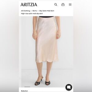 Aritzia Satin Cream Midi Skirt